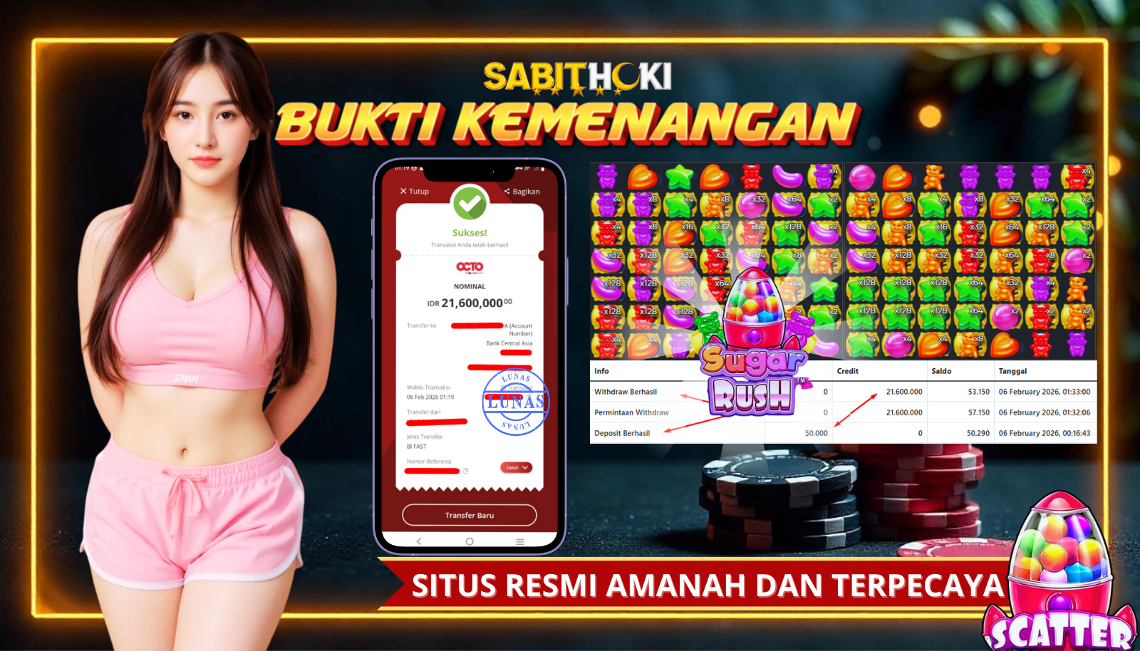 SELAMAT KEPADA MEMBER SETIA SABITHOKI BERHASIL JACKPOT DI PERMAINAN SLOT SUGAR RUSH